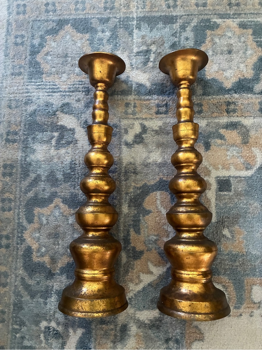 Gold Japan Vintage Candlestick Pair 15” Candle Holders